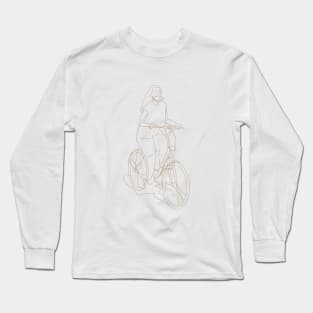 Women On Bicycle ( Line ) Long Sleeve T-Shirt
